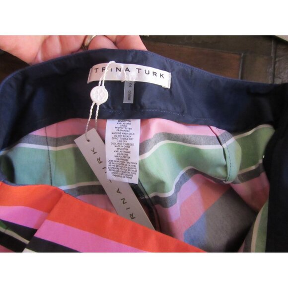 New w Tags, Trina Turk Stripe Cotton Flare Crop Pants Size 2 - Picture 6 of 6